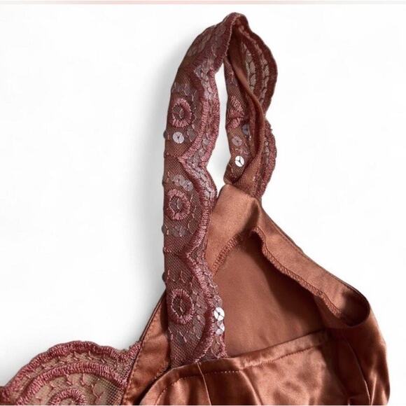 Vintage 100% Silk Top Orange Womens Nine West Sequin Lace Details Size 6 - Picture 6 of 6